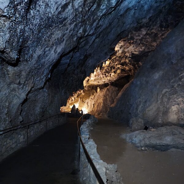 Rounding the corner into the cave